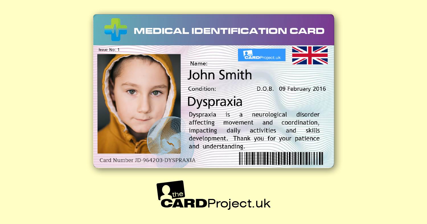  Dyspraxia Premium Medical Photo ID Card (FRONT)